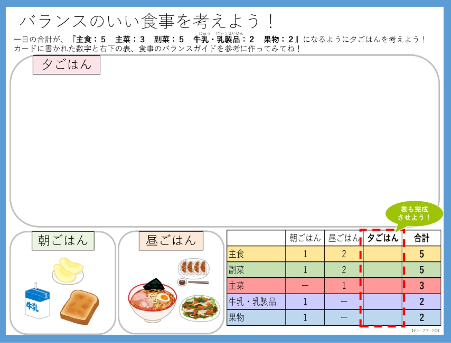 バランスのいい食事を考えよう